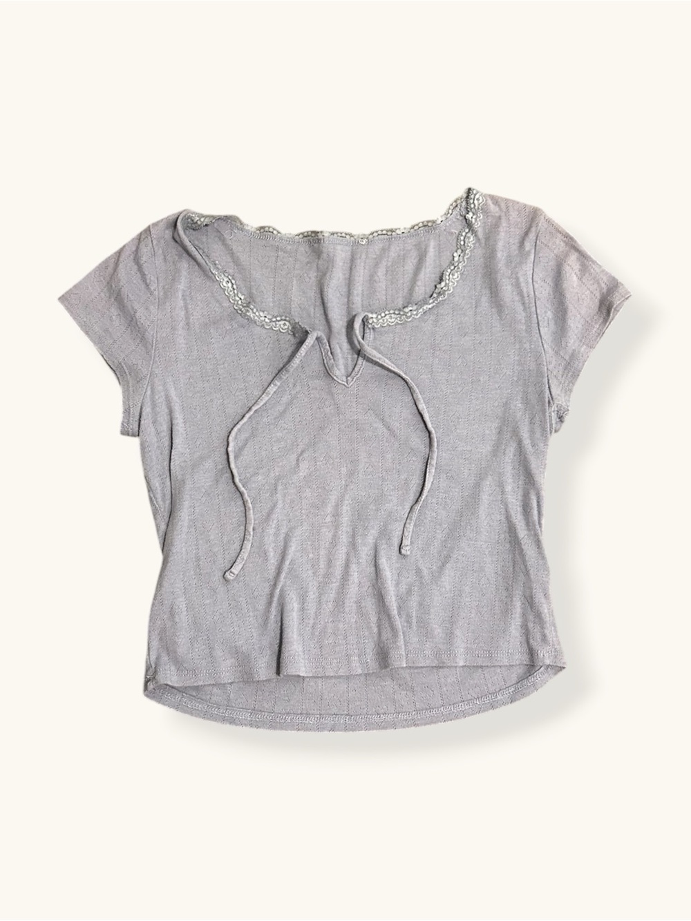 Women's Lace-Trim Scoop Neck Pointelle Hearts Tee